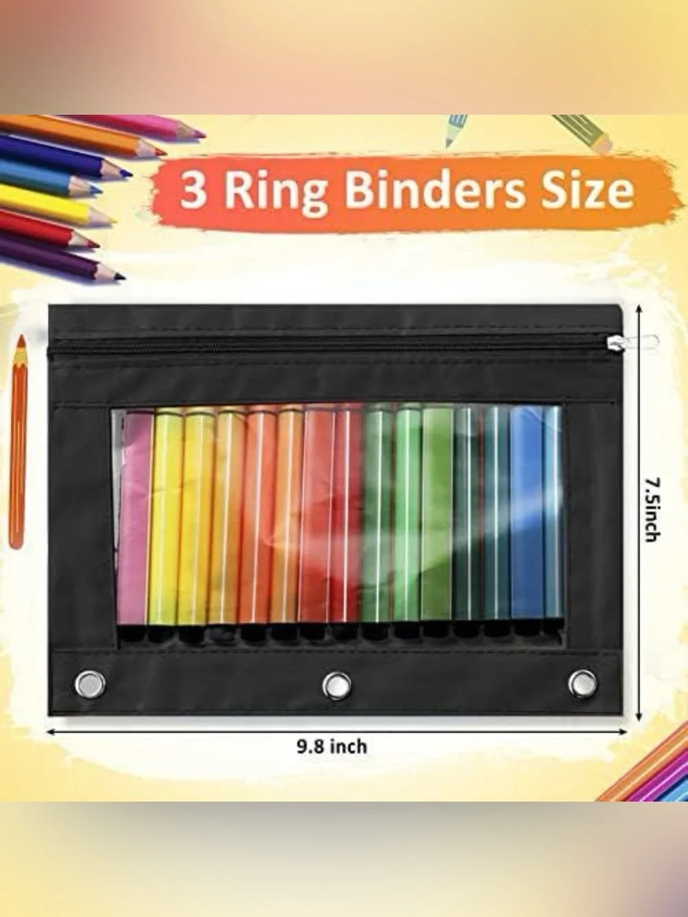 NWT Retro Beach Pencil Pouch | 3 Ring Binder Zipper Bag Organizer